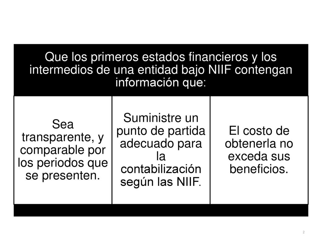 Sea transparente, y comparable por los periodos que se presenten.
