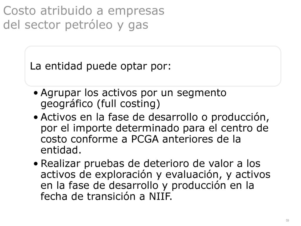 Costo atribuido a empresas del sector petróleo y gas