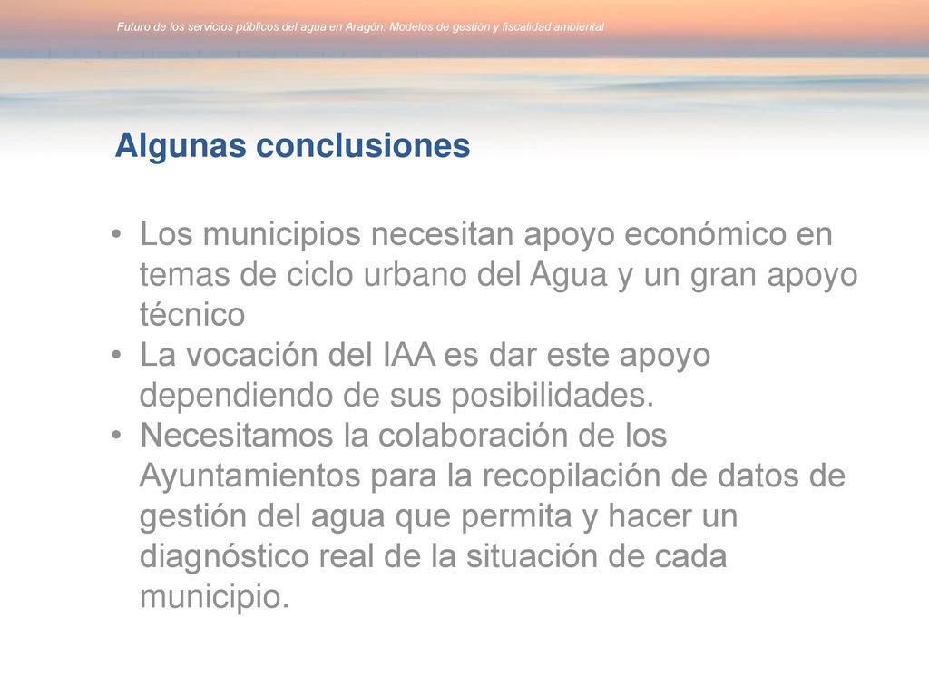 Futuro de los servicios públicos del agua en Aragón: Modelos de gestión y fiscalidad ambiental