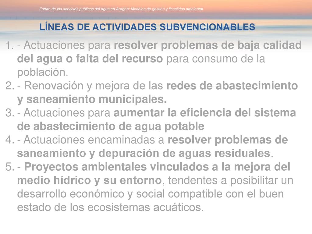 Futuro de los servicios públicos del agua en Aragón: Modelos de gestión y fiscalidad ambiental