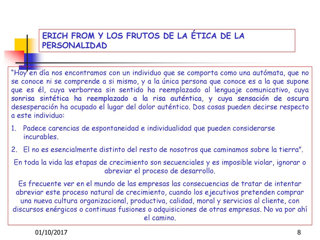 ERICH FROM Y LOS FRUTOS DE LA ÉTICA DE LA PERSONALIDAD