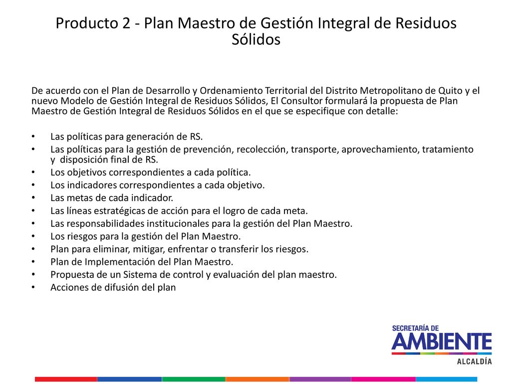 Producto 2 - Plan Maestro de Gestión Integral de Residuos Sólidos