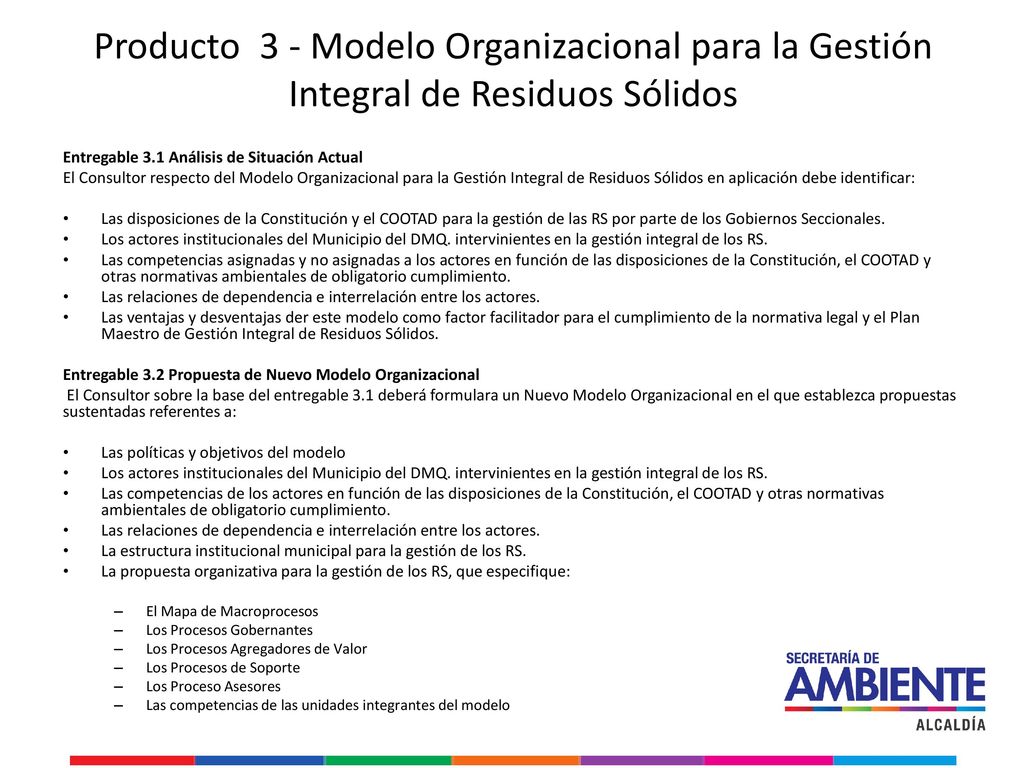 Producto 3 - Modelo Organizacional para la Gestión Integral de Residuos Sólidos
