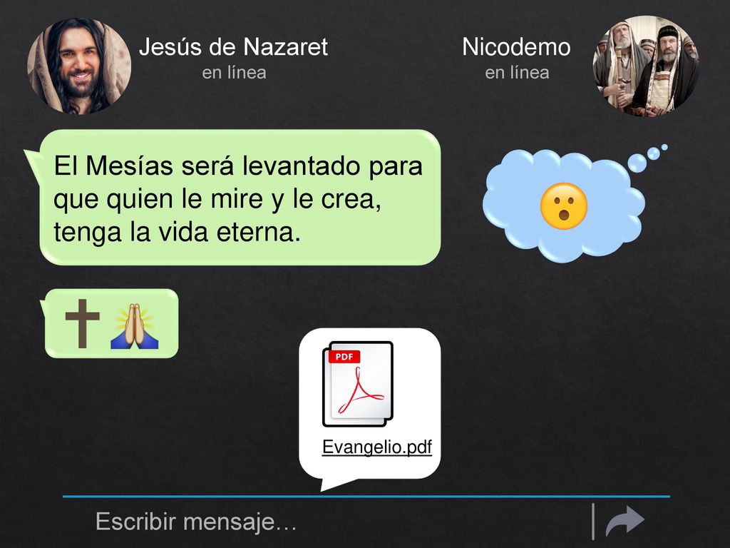 Jesús de Nazaret en línea. Nicodemo. en línea. El Mesías será levantado para que quien le mire y le crea, tenga la vida eterna.