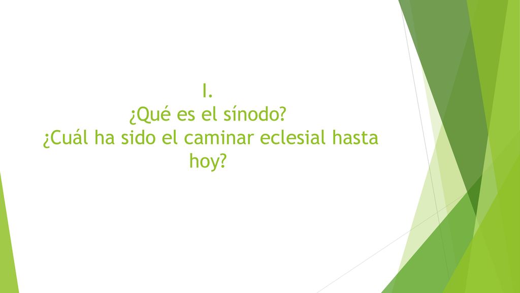 I. ¿Qué es el sínodo ¿Cuál ha sido el caminar eclesial hasta hoy