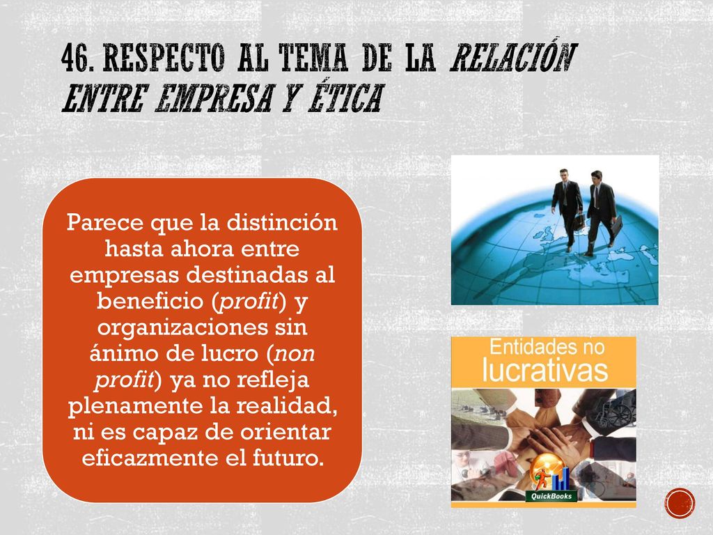 46. Respecto al tema de la relación entre empresa y ética