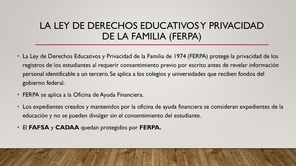 La Ley de derechos educativos y privacidad de la familia (ferpa)