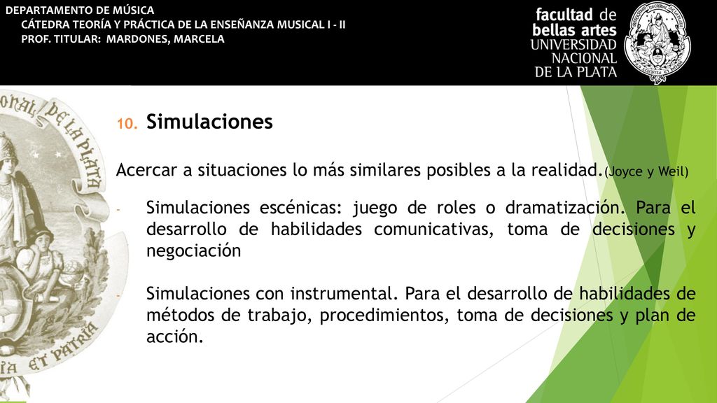 DEPARTAMENTO DE MÚSICA CÁTEDRA TEORÍA Y PRÁCTICA DE LA ENSEÑANZA MUSICAL I - II PROF. TITULAR: MARDONES, MARCELA