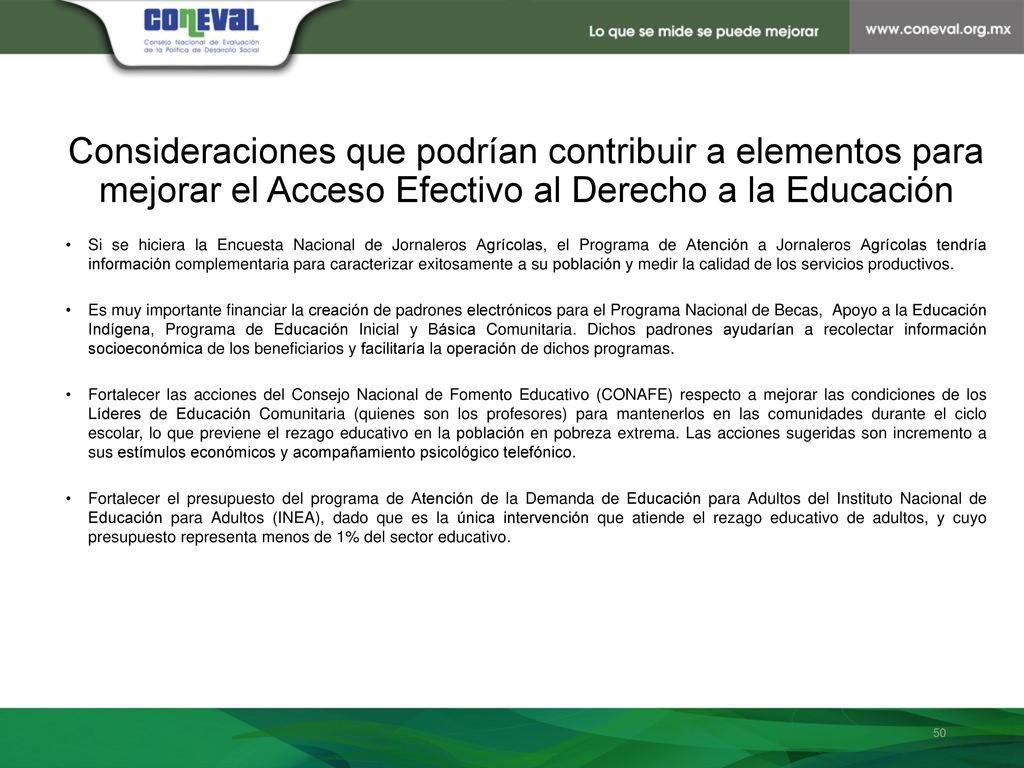 Consideraciones que podrían contribuir a elementos para mejorar el Acceso Efectivo al Derecho a la Educación