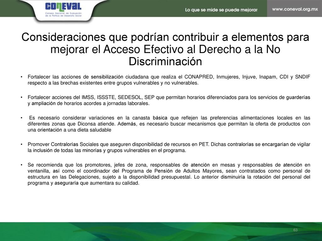 Consideraciones que podrían contribuir a elementos para mejorar el Acceso Efectivo al Derecho a la No Discriminación