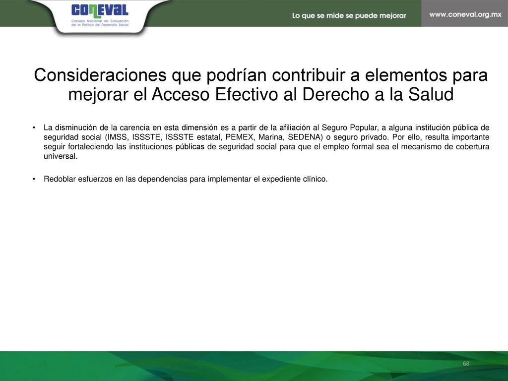 Consideraciones que podrían contribuir a elementos para mejorar el Acceso Efectivo al Derecho a la Salud