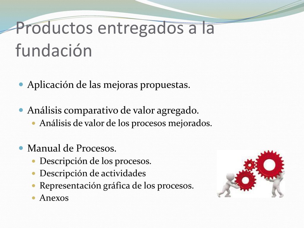 Productos entregados a la fundación