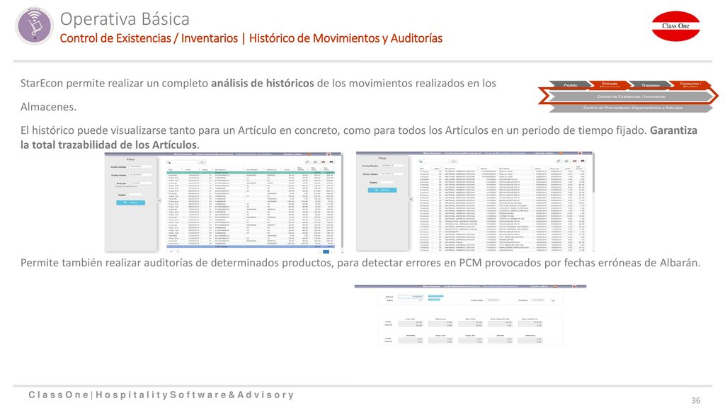 Operativa Básica Control de Existencias / Inventarios | Histórico de Movimientos y Auditorías.