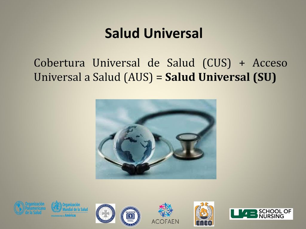 Salud Universal Cobertura Universal de Salud (CUS) + Acceso Universal a Salud (AUS) = Salud Universal (SU)