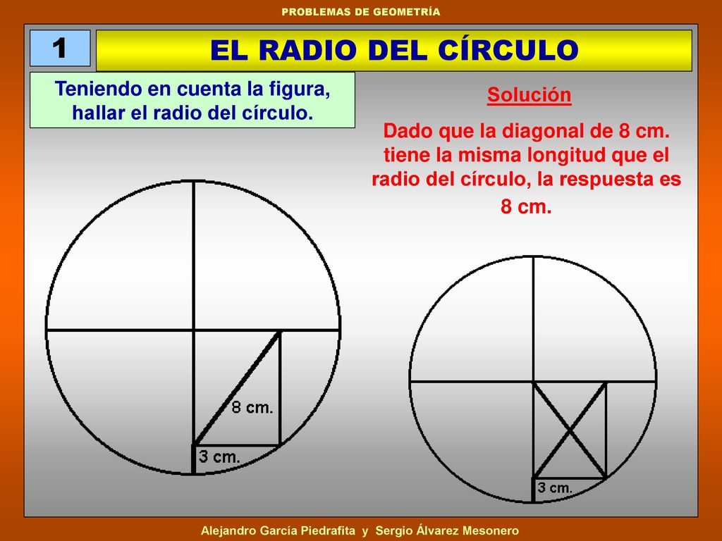 Teniendo en cuenta la figura, hallar el radio del círculo.