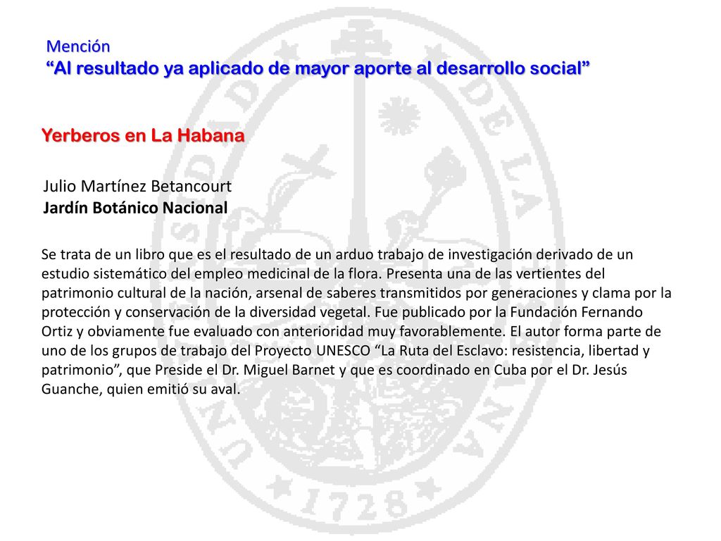 Al resultado ya aplicado de mayor aporte al desarrollo social