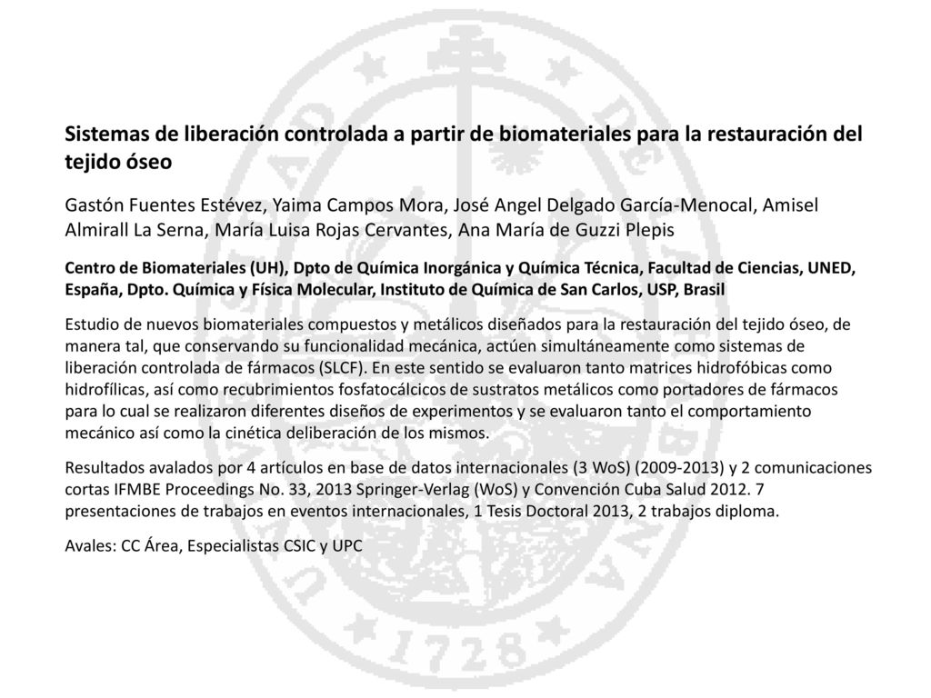 Sistemas de liberación controlada a partir de biomateriales para la restauración del tejido óseo