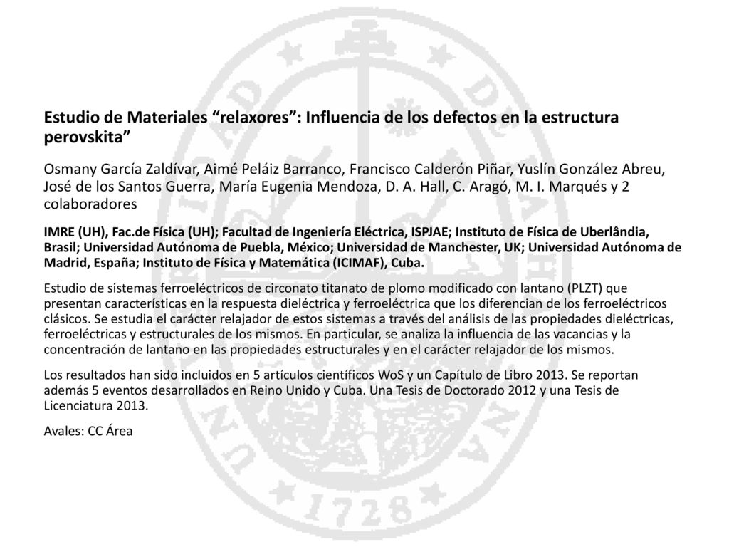Estudio de Materiales relaxores : Influencia de los defectos en la estructura perovskita
