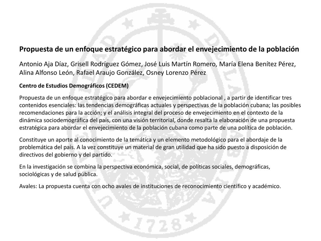 Propuesta de un enfoque estratégico para abordar el envejecimiento de la población