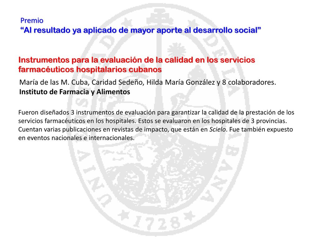 Al resultado ya aplicado de mayor aporte al desarrollo social