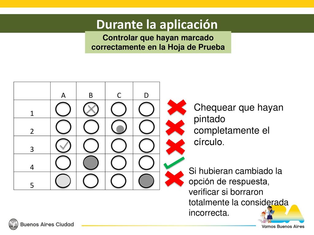 Controlar que hayan marcado correctamente en la Hoja de Prueba