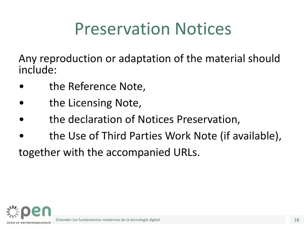 Preservation Notices Any reproduction or adaptation of the material should include: • the Reference Note,