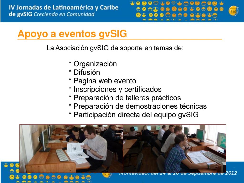 Apoyo a eventos gvSIG * Organización * Difusión * Pagina web evento