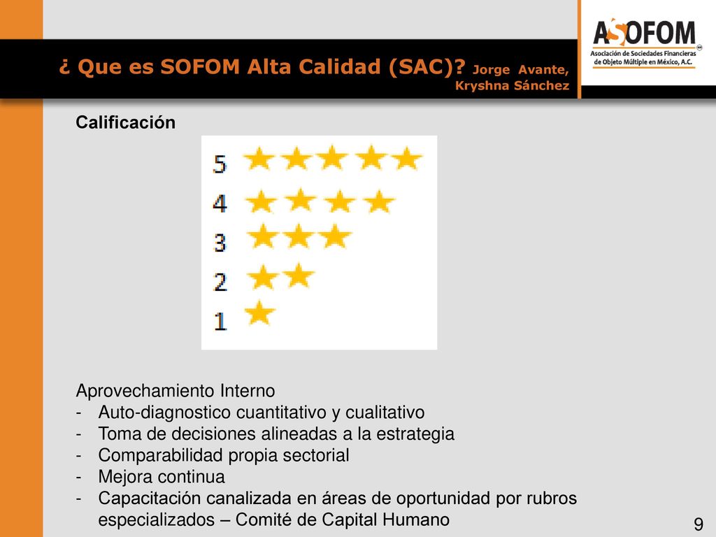 ¿ Que es SOFOM Alta Calidad (SAC) Jorge Avante, Kryshna Sánchez