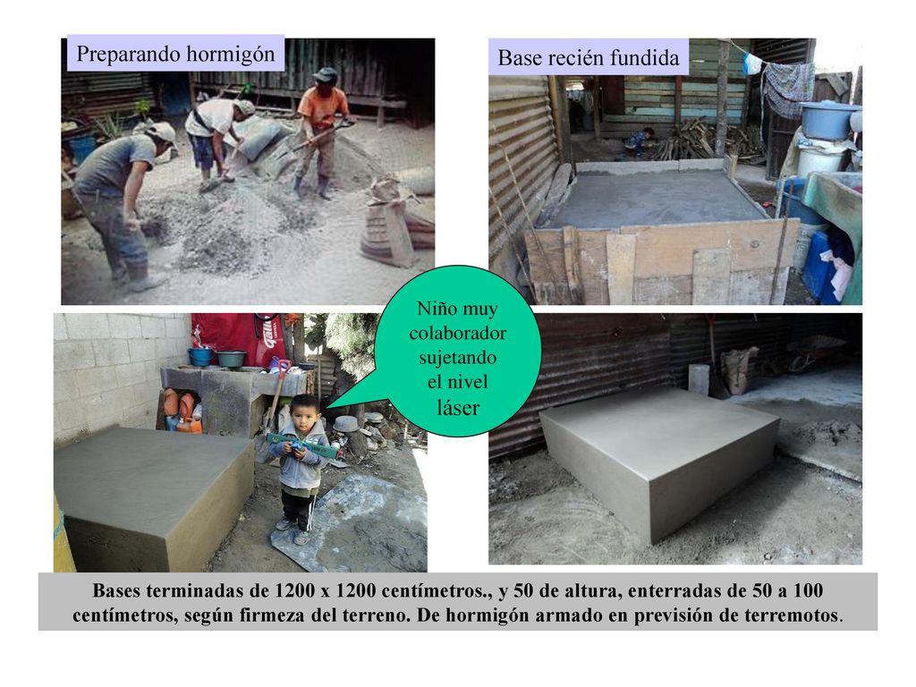 Preparando hormigón Base recién fundida láser Niño muy colaborador