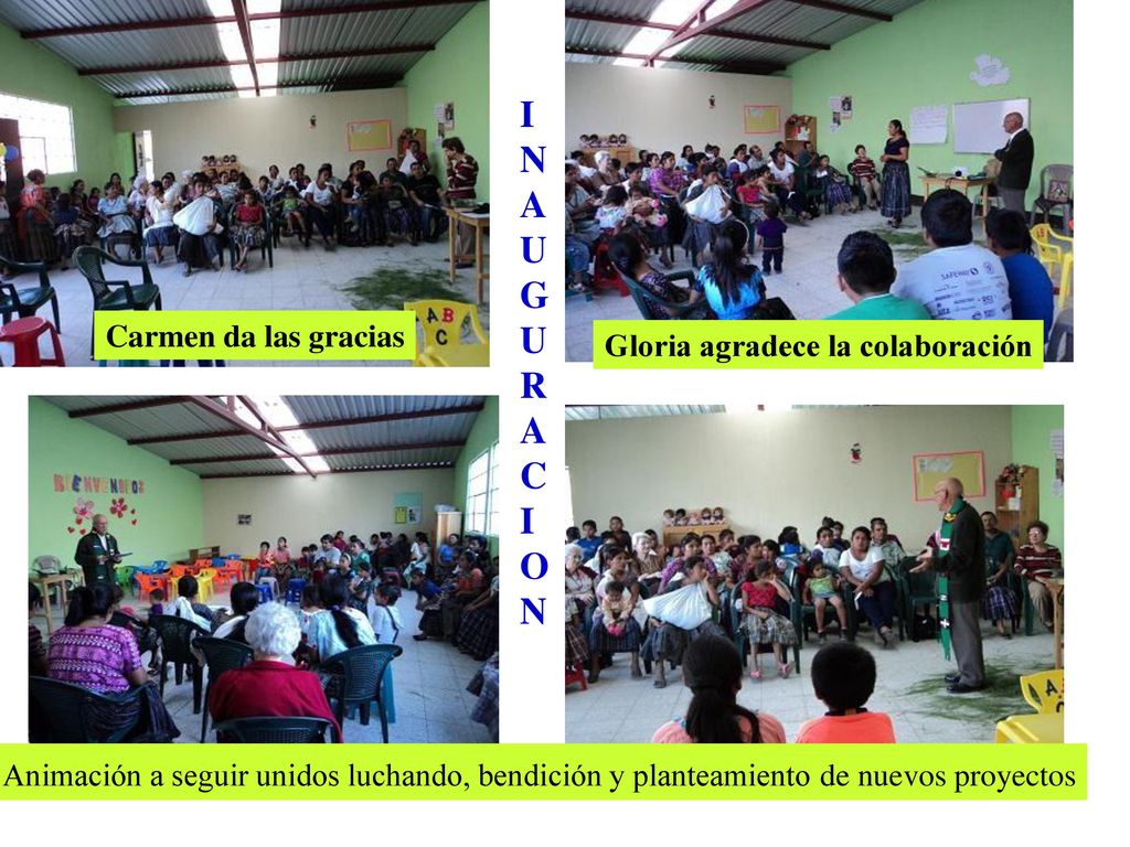 I N A U G R C O Carmen da las gracias Gloria agradece la colaboración