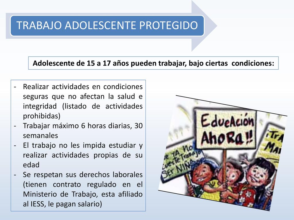 Adolescente de 15 a 17 años pueden trabajar, bajo ciertas condiciones: