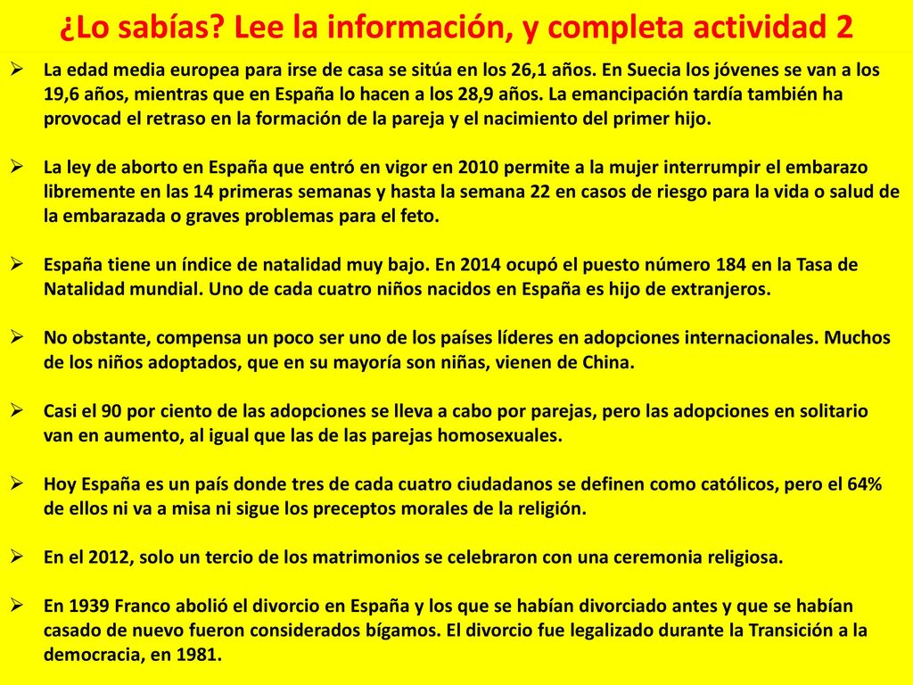 ¿Lo sabías Lee la información, y completa actividad 2