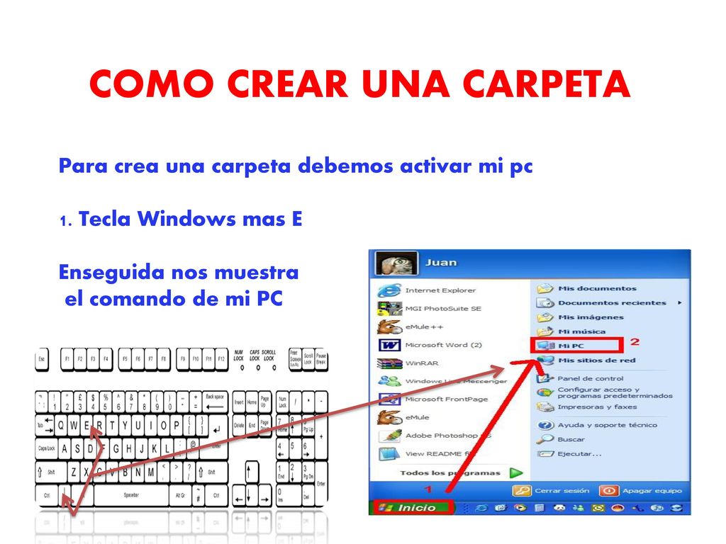 COMO CREAR UNA CARPETA Para crea una carpeta debemos activar mi pc