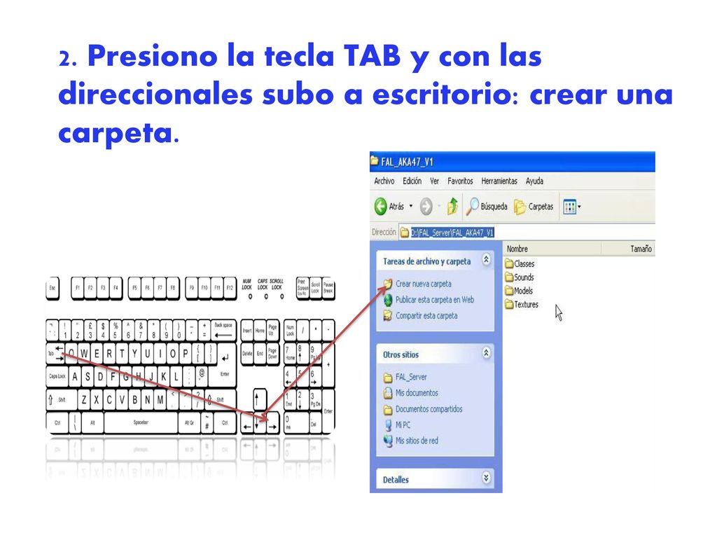 2. Presiono la tecla TAB y con las direccionales subo a escritorio: crear una carpeta.