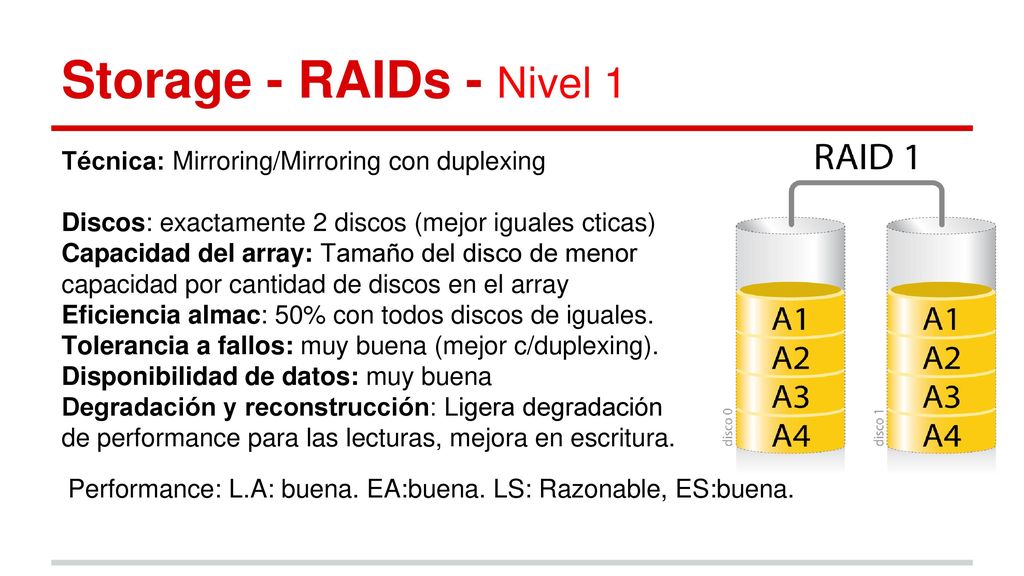 Storage - RAIDs - Nivel 1 Técnica: Mirroring/Mirroring con duplexing