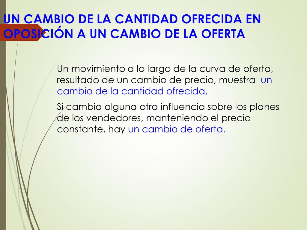 UN CAMBIO DE LA CANTIDAD OFRECIDA EN OPOSICIÓN A UN CAMBIO DE LA OFERTA