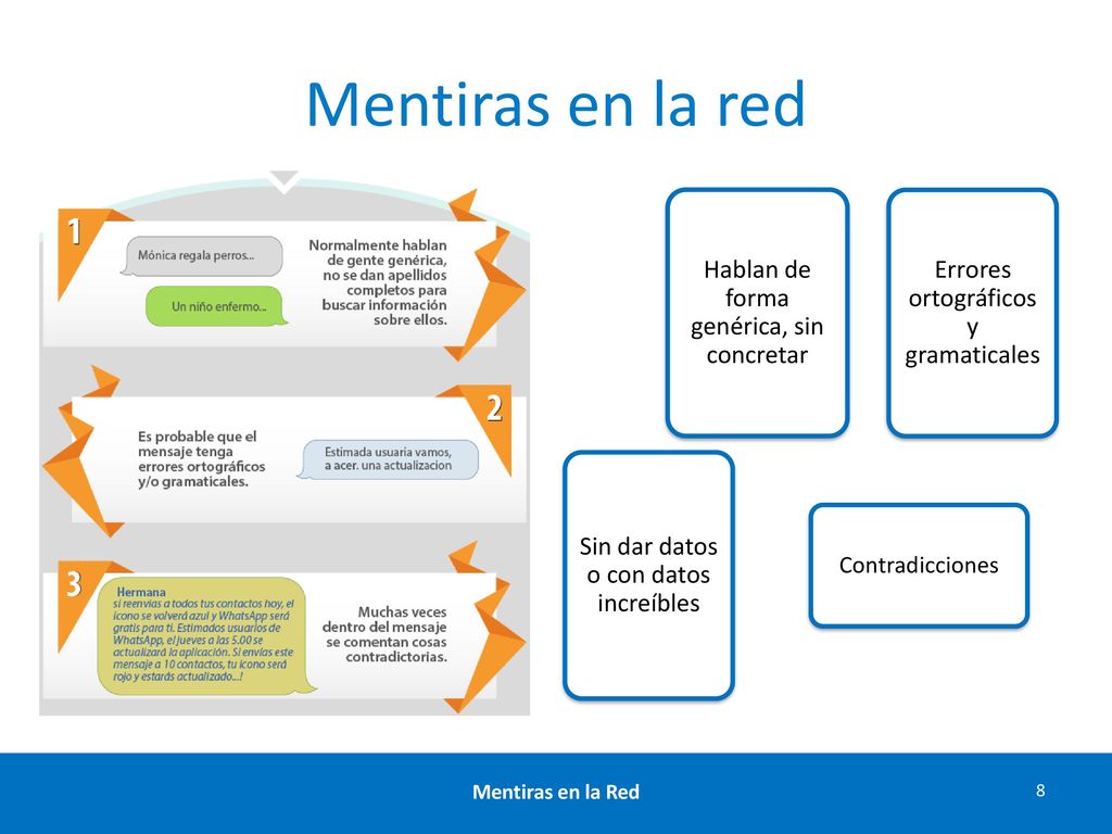 Mentiras en la red Hablan de forma genérica, sin concretar