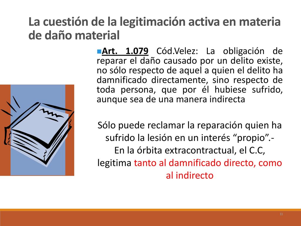 La cuestión de la legitimación activa en materia de daño material