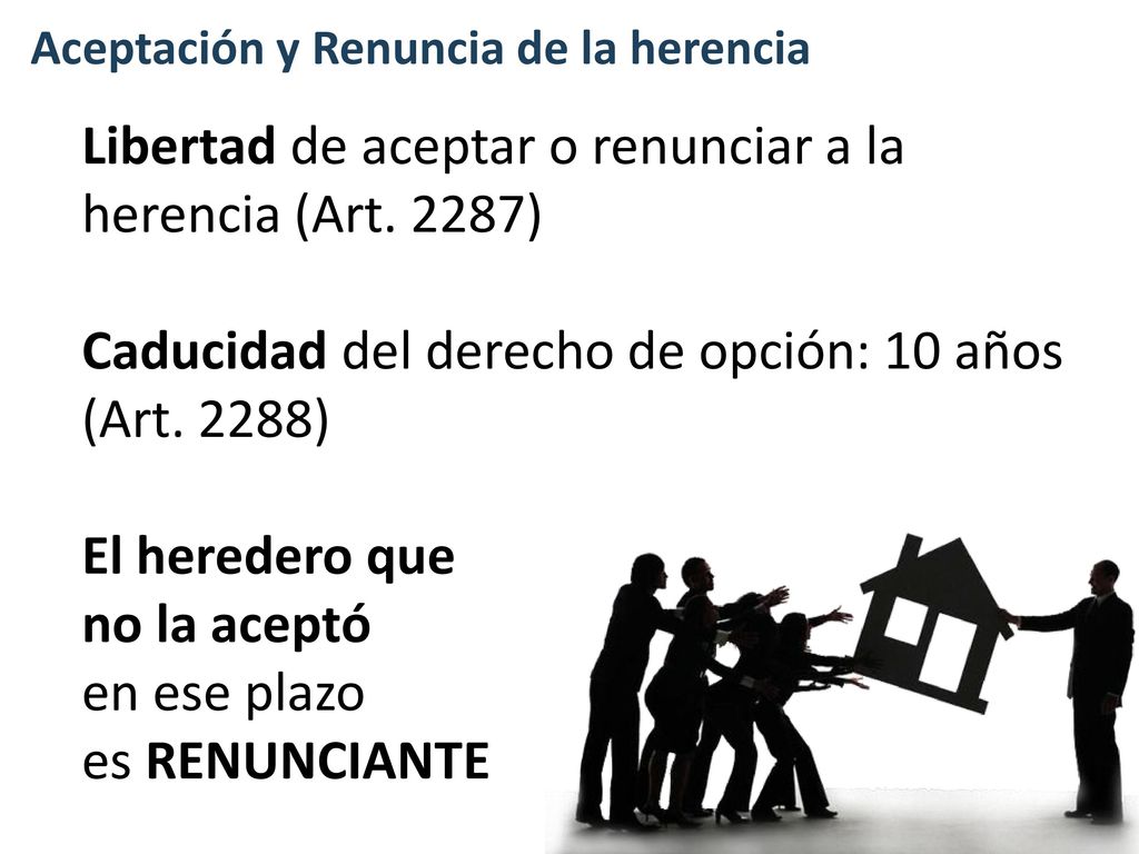 Libertad de aceptar o renunciar a la herencia (Art. 2287)