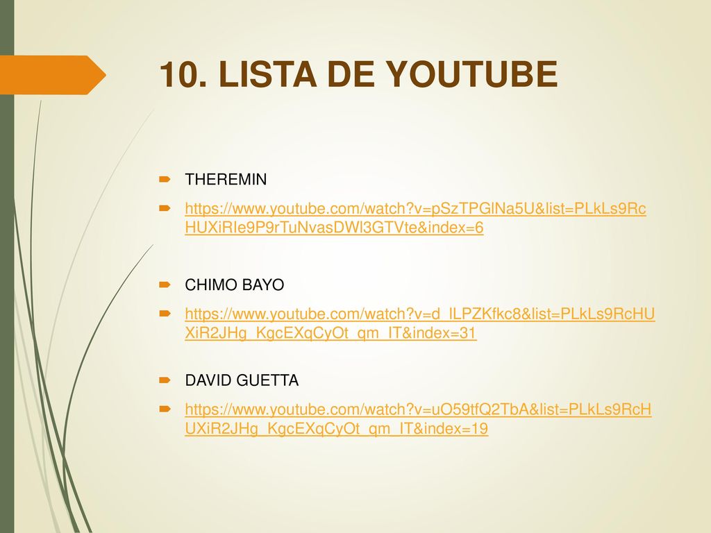 10. LISTA DE YOUTUBE THEREMIN