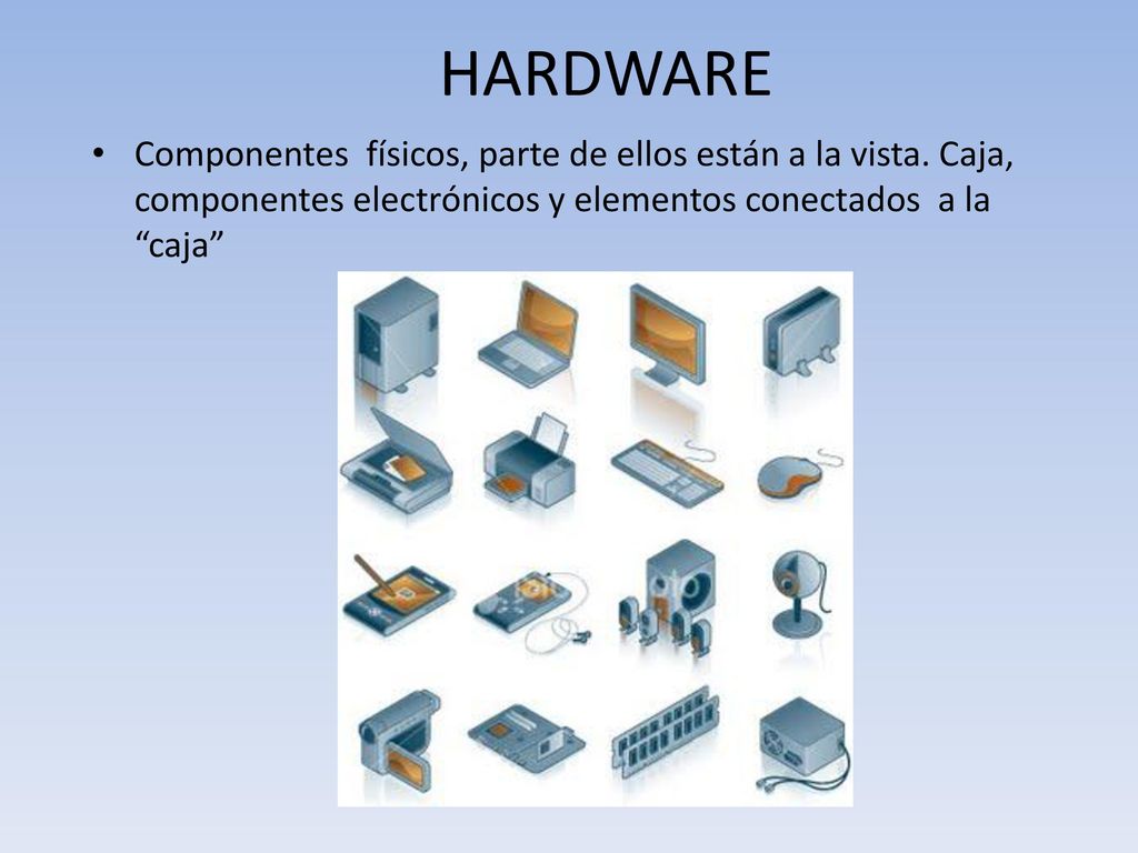 HARDWARE Componentes físicos, parte de ellos están a la vista.