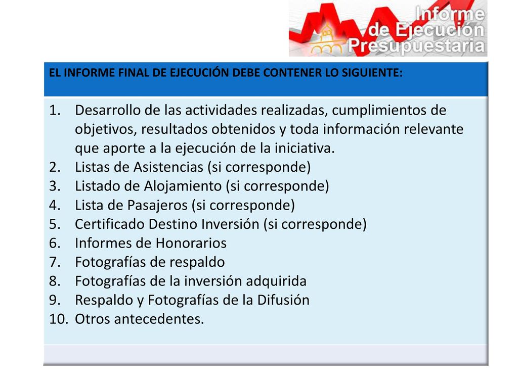 Listas de Asistencias (si corresponde)