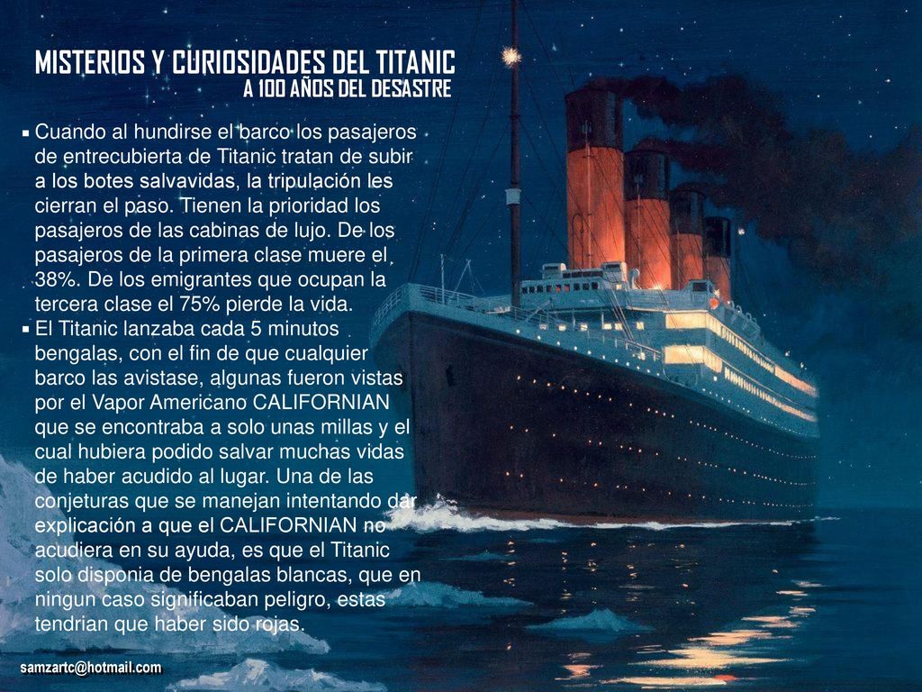 . . MISTERIOS Y CURIOSIDADES DEL TITANIC A 100 AÑOS DEL DESASTRE