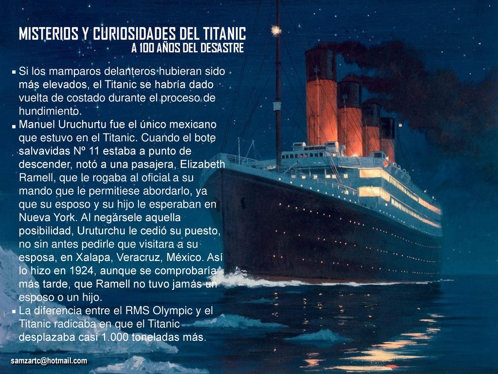 . . . MISTERIOS Y CURIOSIDADES DEL TITANIC A 100 AÑOS DEL DESASTRE