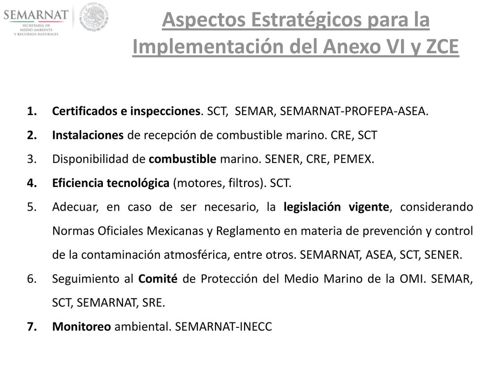 Aspectos Estratégicos para la Implementación del Anexo VI y ZCE