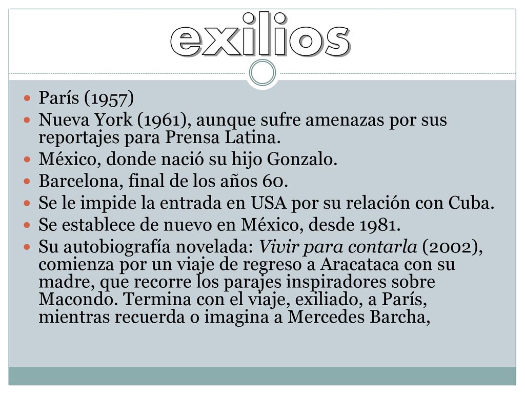 exilios París (1957) Nueva York (1961), aunque sufre amenazas por sus reportajes para Prensa Latina.