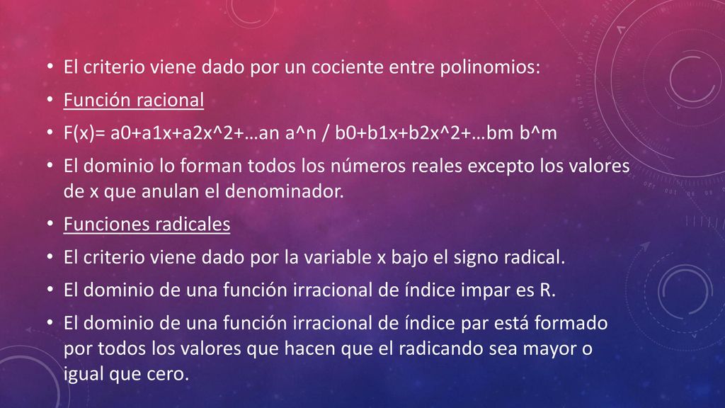 El criterio viene dado por un cociente entre polinomios: