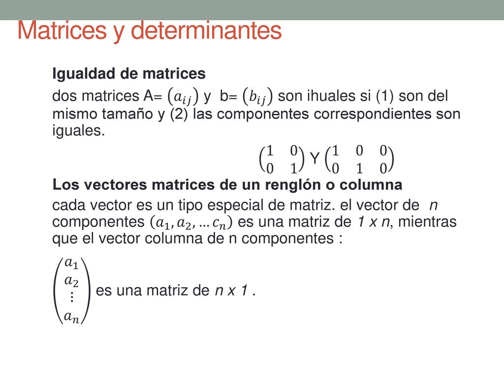 Matrices y determinantes
