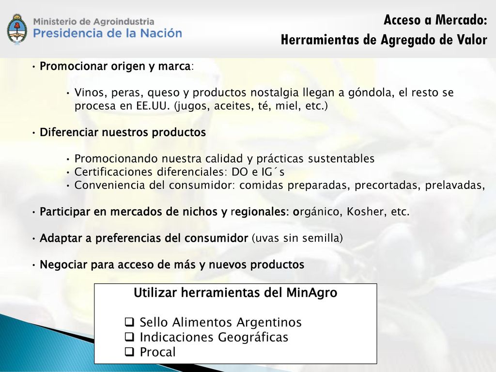Exportaciones de Productos Agrícolas de Córdoba