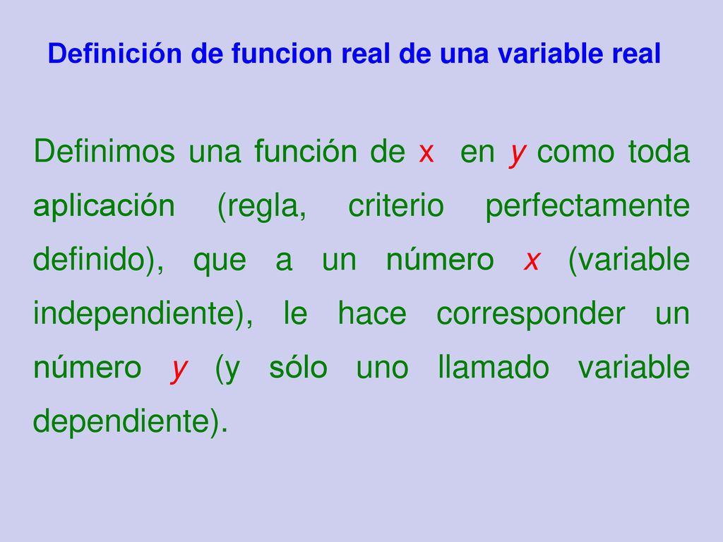Definición de funcion real de una variable real